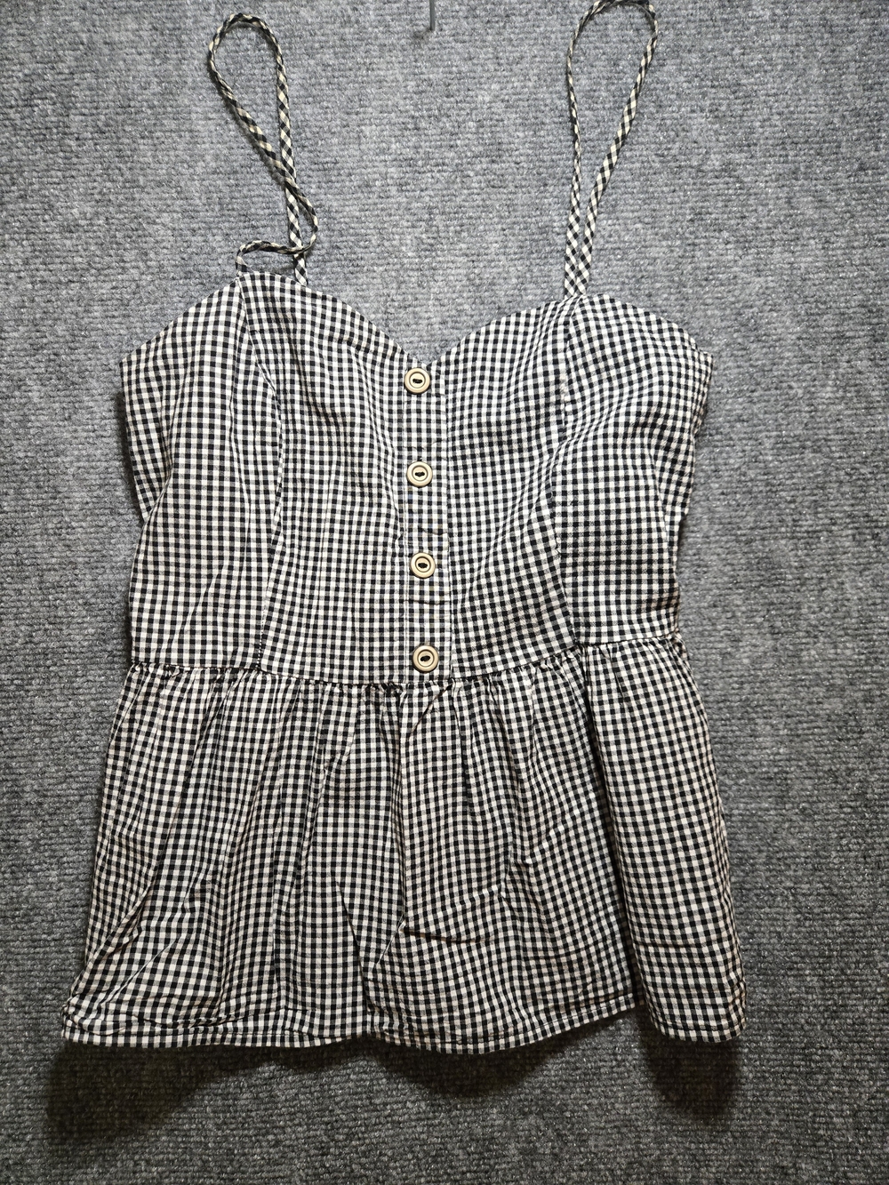 Black & White Gingham Spaghetti Strap Tank Top